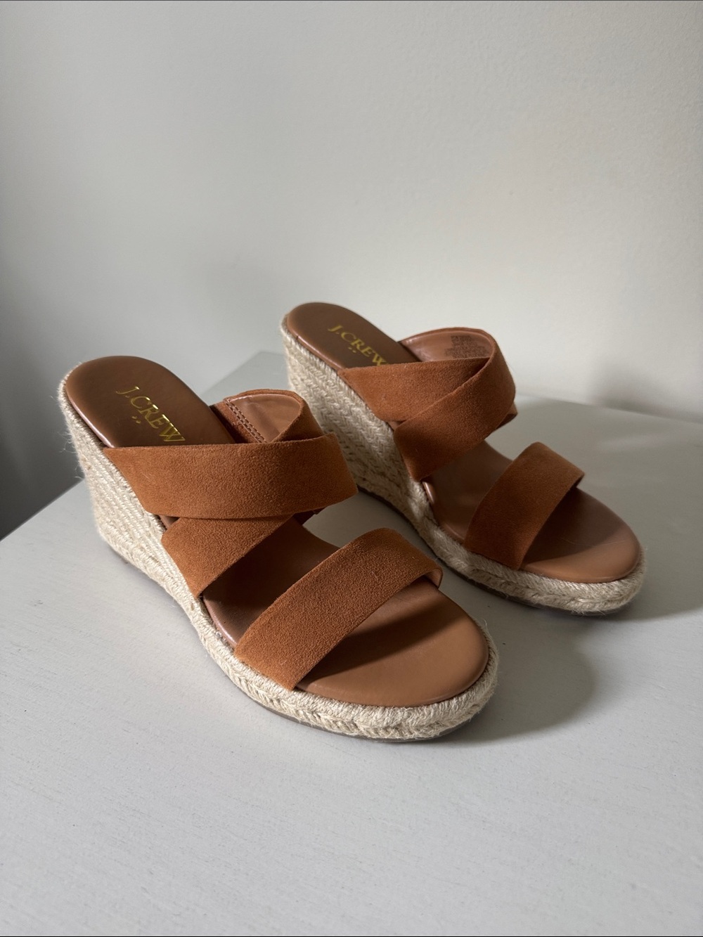 J. Crew Factory Women’s Brown Suede Espadrille Wedge Sandals
